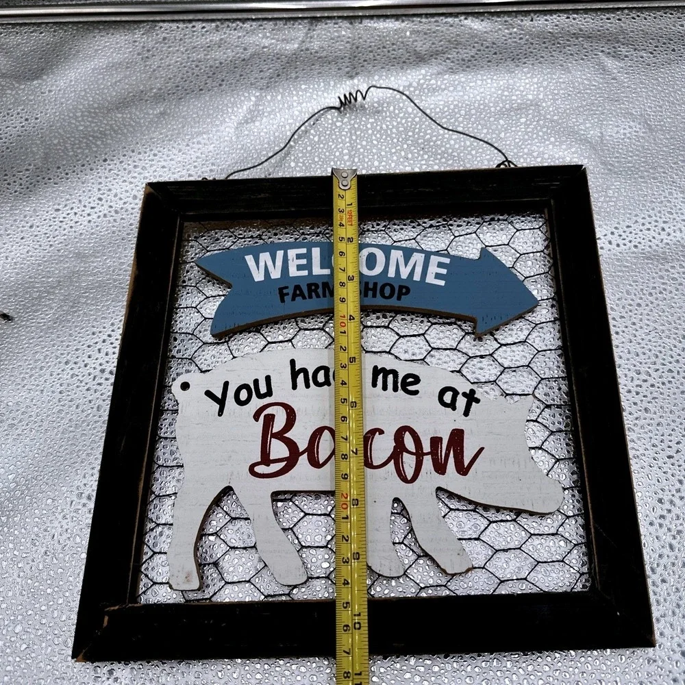 Welcome Farm Shop‎ You Had Me At Bacon Pig Sign Rustic Kitchen Decor